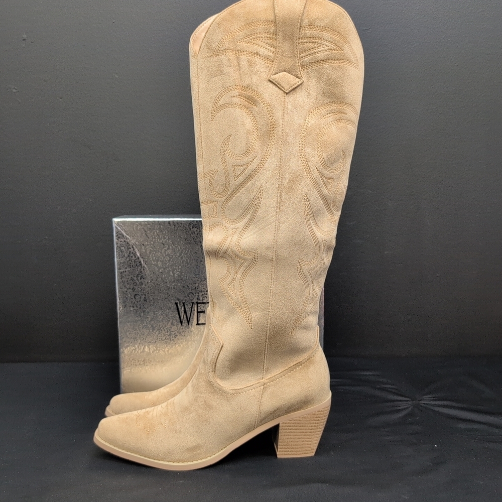 Wetkiss Western-Style Women's Knee High Cowboy Boots US 11 Tan - Picture 2 of 14